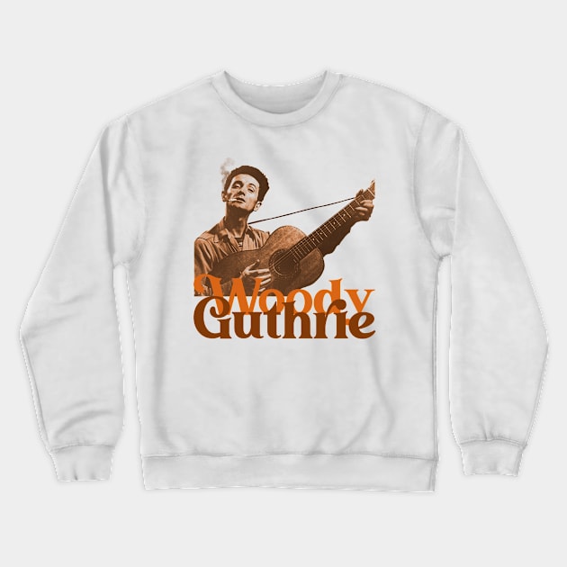 Woody Guthrie Sepia Fade Crewneck Sweatshirt by darklordpug